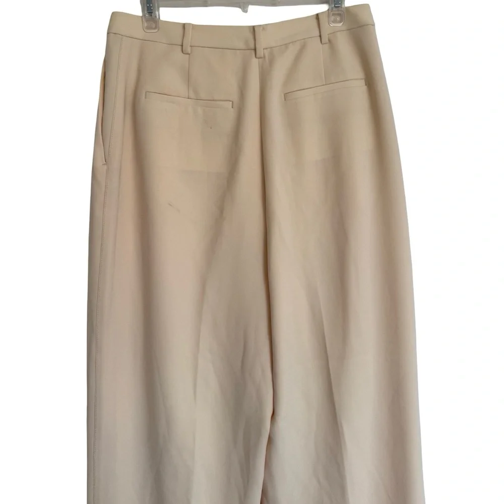 Tory Burch Cream Wide Leg Pleated Pants